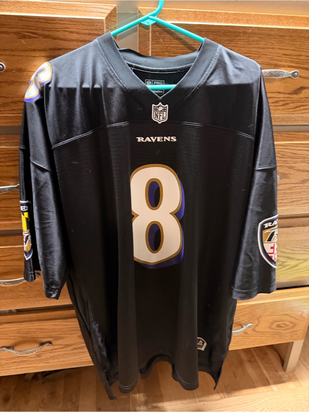 NFL Fanatics Black Baltimore Ravens #8 Jersey with Gold and Purple Trim
